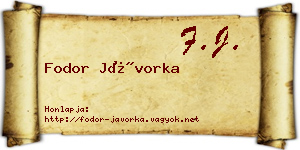 Fodor Jávorka névjegykártya